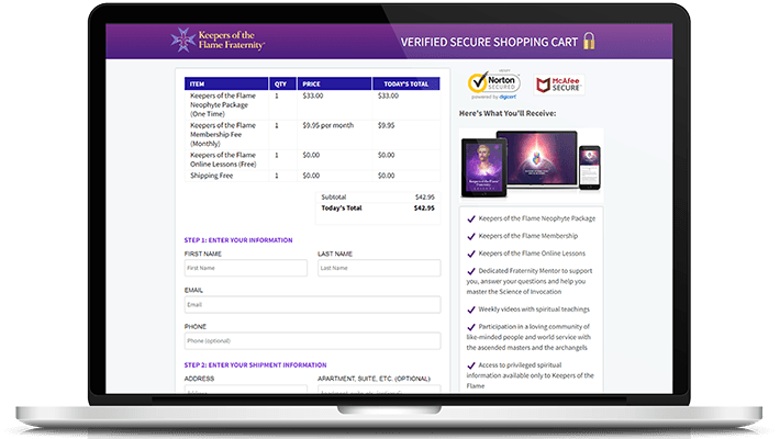 Secure checkout page